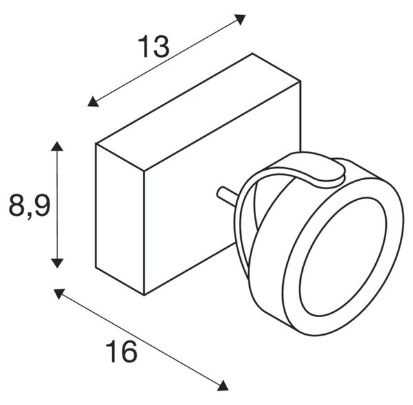 BIG WHITE SLV KALU, nástěnné a stropní svítidlo, jedna žárovka, LED, 3000K, bílé/černé, 60° 1000128