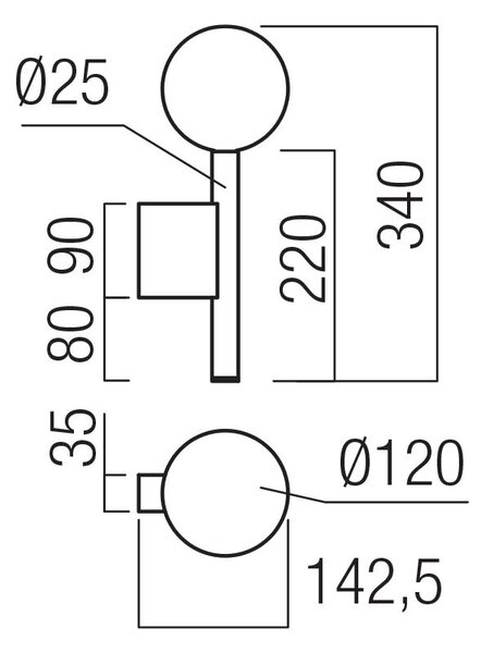 Redo Nástěnné LED svítidlo BOLLA, 12W,v. 34 cm, CCT 2700-3000K Barva: Černá