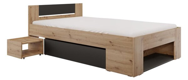 Jednolůžková postel 120 cm Uniforme (dub artisan + antracit) (s úl. prostorem)