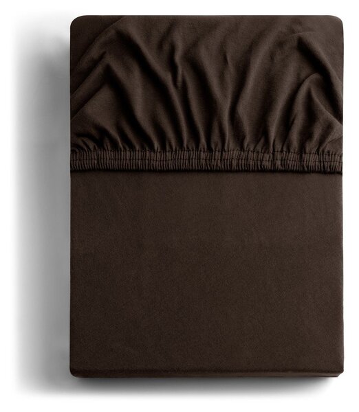 Tmavě hnědé napínací prostěradlo jersey 90x200 cm Amber – Restilo