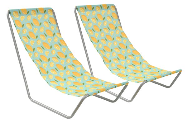 Sada 2 ks skládacích plážových lehátek SAND LEMON, barevné