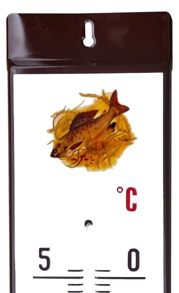 Venkovní teploměr smaltovaný, Hnědobílý 500x95 mm, Motiv lipan