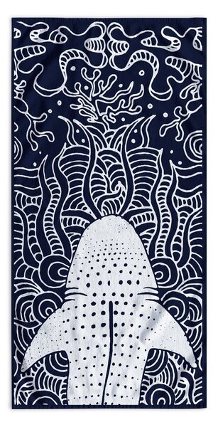 Tmavě modrá plážová osuška 90x180 cm Shark – DecoKing