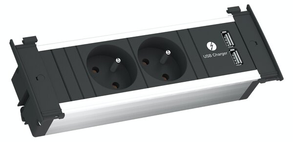 Elektro zásuvka Bachmann KAPSA 2x 230V a 2x USB nabíječka 2m kabel + vidlice 927.004
