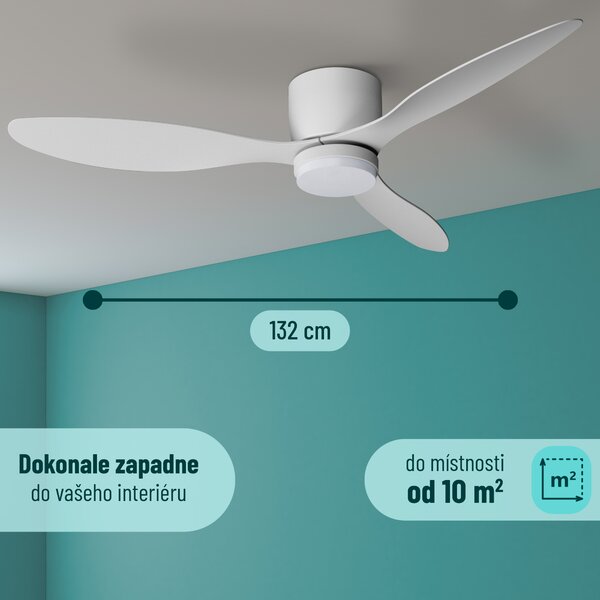 Noaton 11132WW Fornax, bílá, stropní ventilátor se světlem