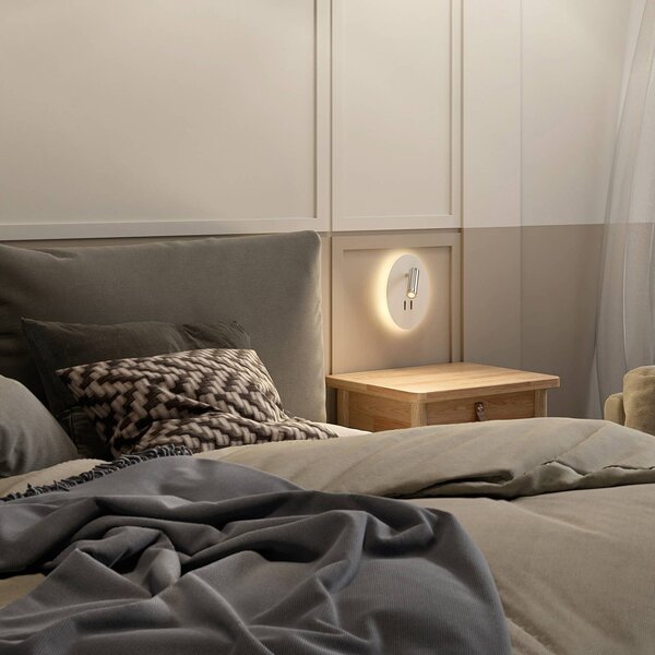 Lucande LED nástěnné svítidlo Kimo, oválné, bílé, hliník, lampa na čtení