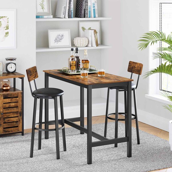 SONGMICS Sada 2 barových židlí VASAGLE SILO černá/hnědá