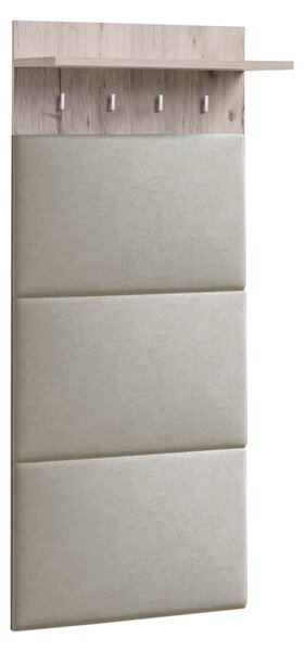 Věšák s čalouněnými panely TELA - dub wellington / béžový