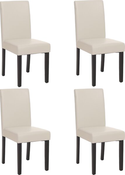 Sada 4 židlí do jídelny Kuchyňská židle Littau s certifikátem Imitace kůže, bílé tmavé nohy