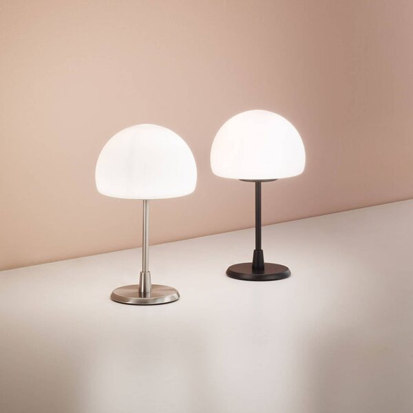 Fabas Luce LED Stolní lampa Gaia s dotykovým stmívačem, chrom, stmívatelný, Chrom / stříbro, Ložnice, Sklo, Moderní