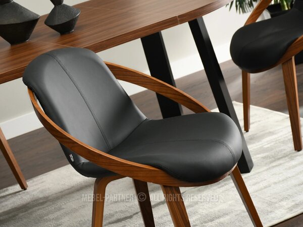 Designová jídelní židle HODA - ořech / černá eko kůže