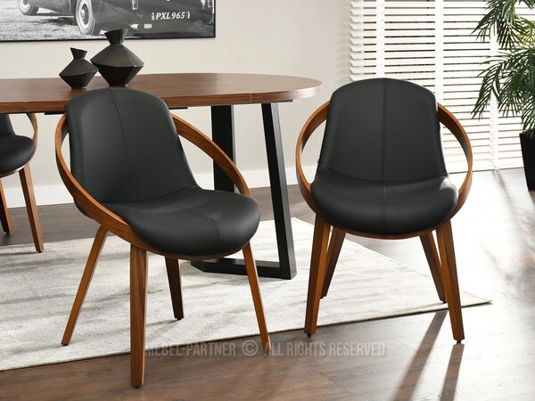 Designová jídelní židle HODA - ořech / černá eko kůže
