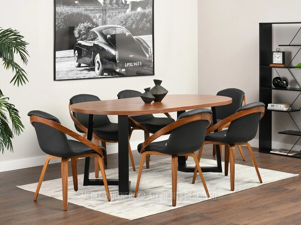 Designová jídelní židle HODA - ořech / černá eko kůže
