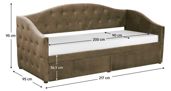 Jednolůžková postel (válenda) 90 cm Zonas (hnědá) (s roštem) (s úl. prostorem)