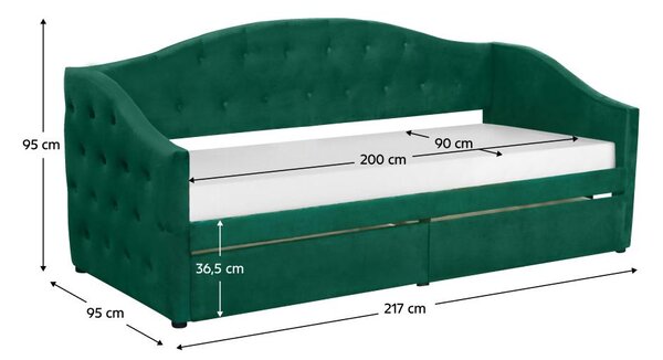 Jednolůžková postel (válenda) 90 cm Zonas (zelená) (s roštem) (s úl. prostorem)