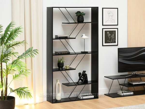 Úzký designový regál MATTEO - černý