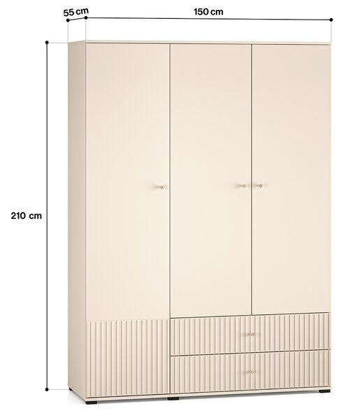 Třídveřová šatní skříň 150 FAREL - kašmír
