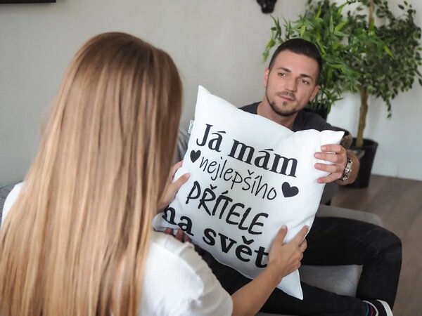Sablio Polštář Já mám nejlepšího přítele na světě: 40x40 cm