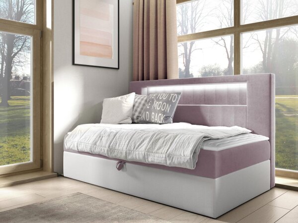 Kontinentální jednolůžková postel Junior Ribezo 2, Rozměr postele: 80x200, Barva:: ekokoža Soft 017 (biała) + Fresh 09 5903211193866
