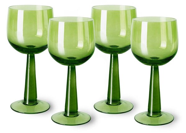 Set 4ks zelená lim sklenice na víno na vysoké noze The Emeralds - Ø 8*17cm/ 200ml - HKLIVING