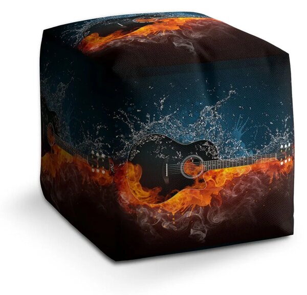 Sablio Taburet Cube Ohnivá kytara - 40x40x40 cm