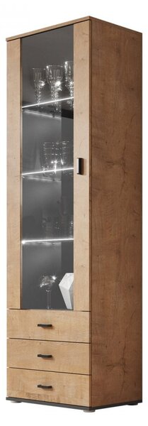 Vysoká vitrína Boho B1, Osvětlení: osvětlení LED - bílé, Barva: kašmír / kašmír + černá 5903211456770