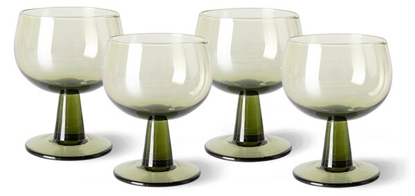 Set 4ks zelená oliv sklenice na víno na nízké noze The Emeralds - Ø 8*11cm/ 250ml - HKLIVING
