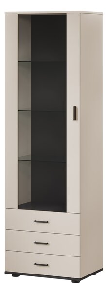Vysoká vitrína Boho B1, Osvětlení: osvětlení LED - bílé, Barva: kašmír / kašmír + černá 5903211456770