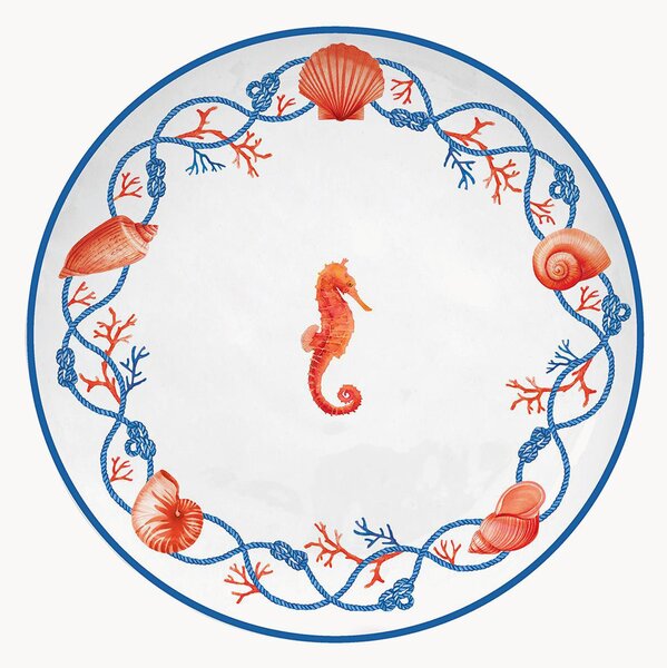 Sada snídaňových talířů z porcelánu Cote De Mer, 4 díly