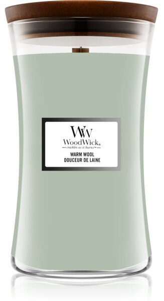 Woodwick Warm Wool vonná svíčka s dřevěným knotem 610 g