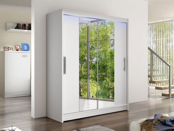 Skříň s posuvnými dveřmi Presto II, Barva: kašmír, Osvětlení: osvětlení LED RGB - barevné 5903211405013