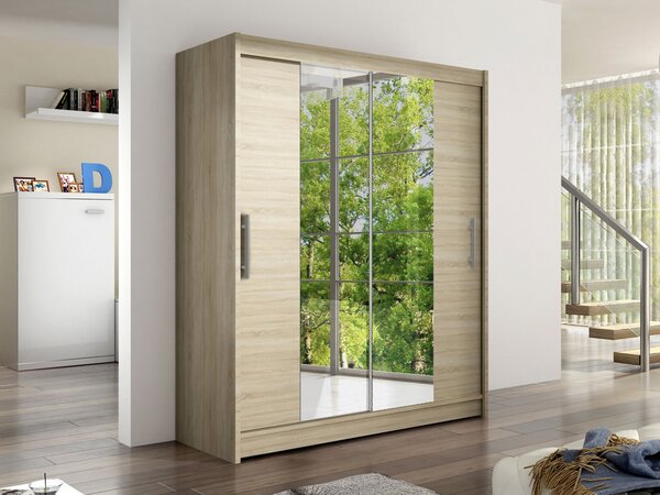Skříň s posuvnými dveřmi Presto II, Barva: kašmír, Osvětlení: osvětlení LED RGB - barevné 5903211405013