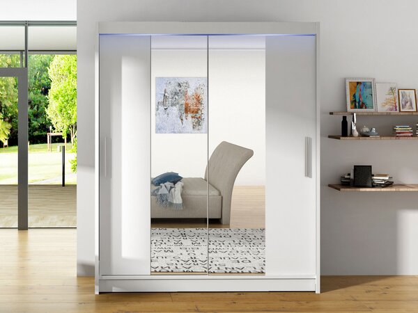 Skříň s posuvnými dveřmi Presto II, Barva: kašmír, Osvětlení: osvětlení LED RGB - barevné 5903211405013