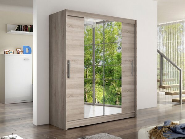 Skříň s posuvnými dveřmi Presto II, Barva: kašmír, Osvětlení: osvětlení LED RGB - barevné 5903211405013