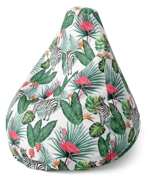 Sablio Sedací vak Pear Zebra a plameňák - 70 x 95 x 15 cm