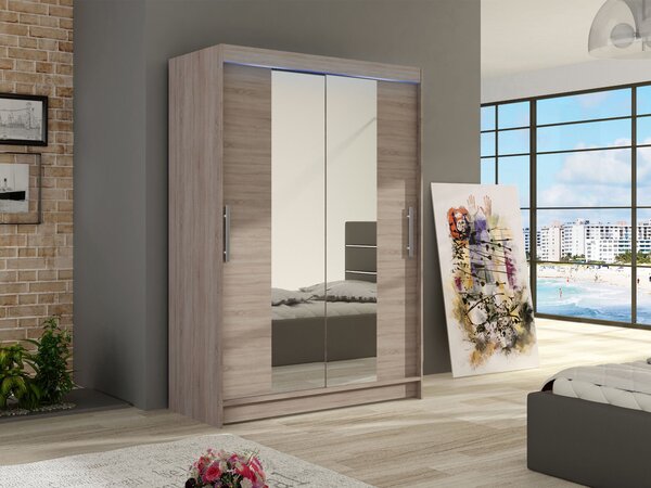 Skříň s posuvnými dveřmi a zrcadlem Miami II, Barva: trufel, Osvětlení: bez osvětlení 5902928182729