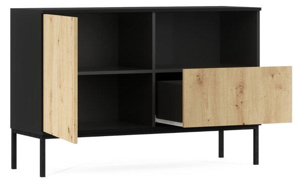 Komoda LANZZI 120x40 cm, černá/dub
