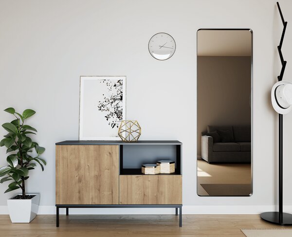 Komoda LANZZI 120x40 cm, černá/dub