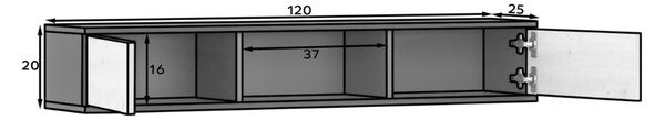 Police se skříňkami LANZZI 120 cm, černá