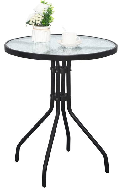 Kulatý zahradní stůl se skleněnou deskou ISLAND 60 cm, černý