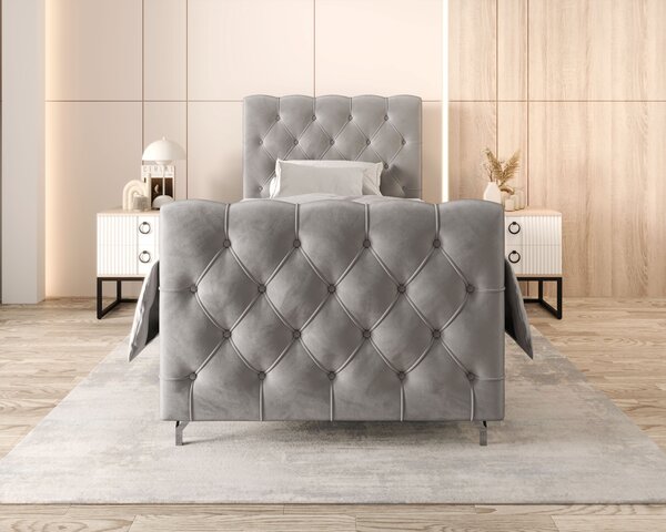 Čalouněná boxspringová postel 90x200 ADRIA PLUS 2 - světle šedá