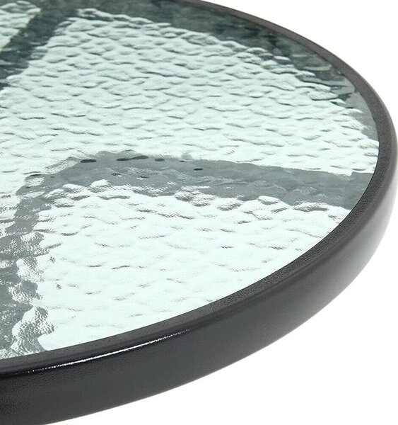 Kulatý zahradní stůl se skleněnou deskou ISLAND 60 cm, černý