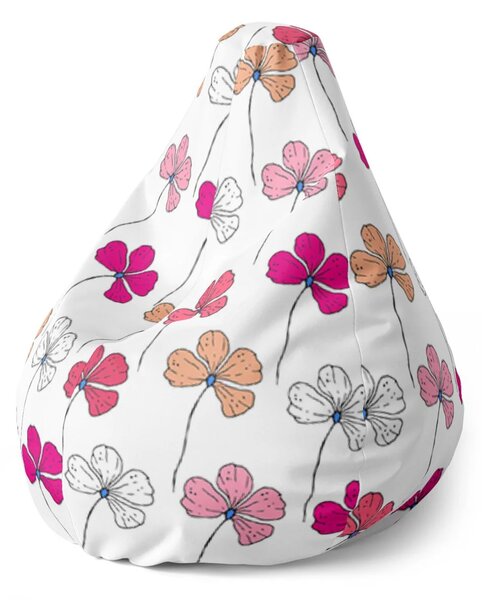 Sablio Sedací vak Pear Růžové kvítí - 70 x 95 x 15 cm