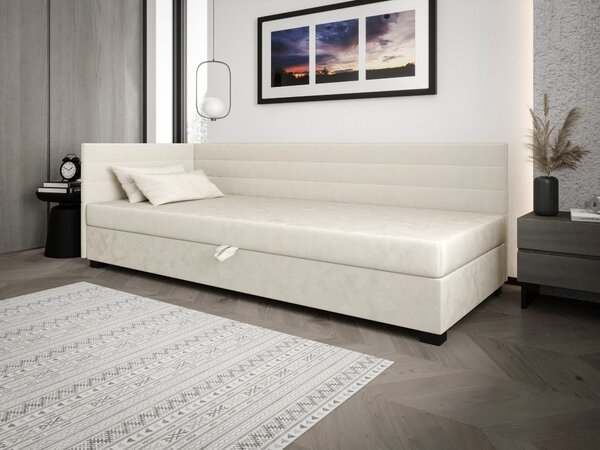Čalouněná postel 90x195 KASANDRA PLUS 1 s úložným prostorem - ecru