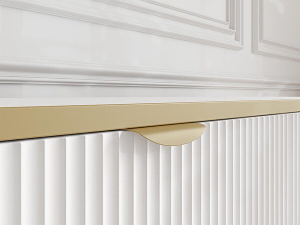 Komoda se šuplíky a dvířky PULLMAN - zlatá / bílá