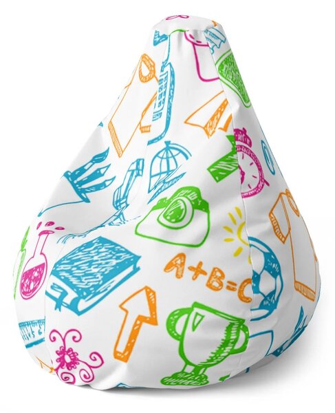 Sablio Sedací vak Pear Barevná škola - 70 x 95 x 15 cm