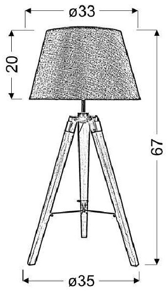 Stolní lampa trojnožka LUGANO - 1xE27, 60W, přírodní dřevo / hnědá