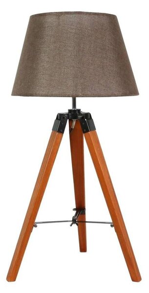Stolní lampa trojnožka LUGANO - 1xE27, 60W, přírodní dřevo / hnědá