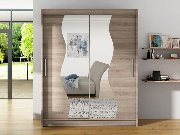 Šatní skříň Presto S, Barva: černá / zrcadlo, Osvětlení: bez osvětlení 5902928944976
