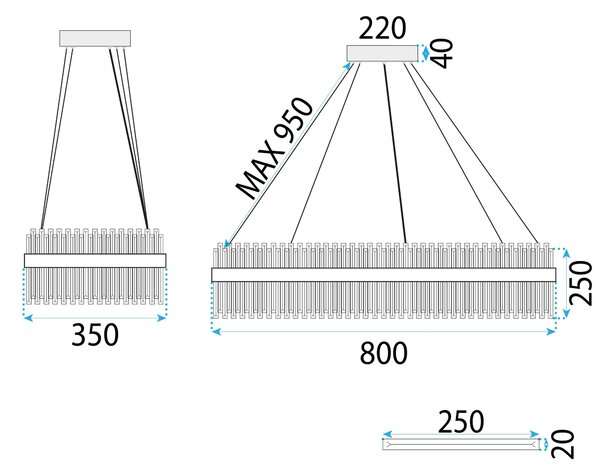 TooLight Závěsný LED křišťálový lustr APP1514-CP80 stříbrný/neutrální bílá